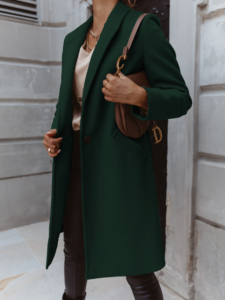 Women's Waterproof Formal Long Coat Button-Front