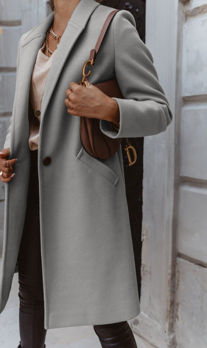 Women's Waterproof Formal Long Coat Button-Front