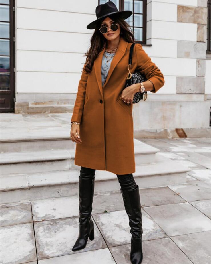 Women's Waterproof Formal Long Coat Button-Front