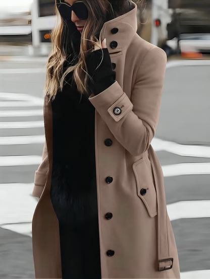 Women's Belted Long Winter Trench Coat