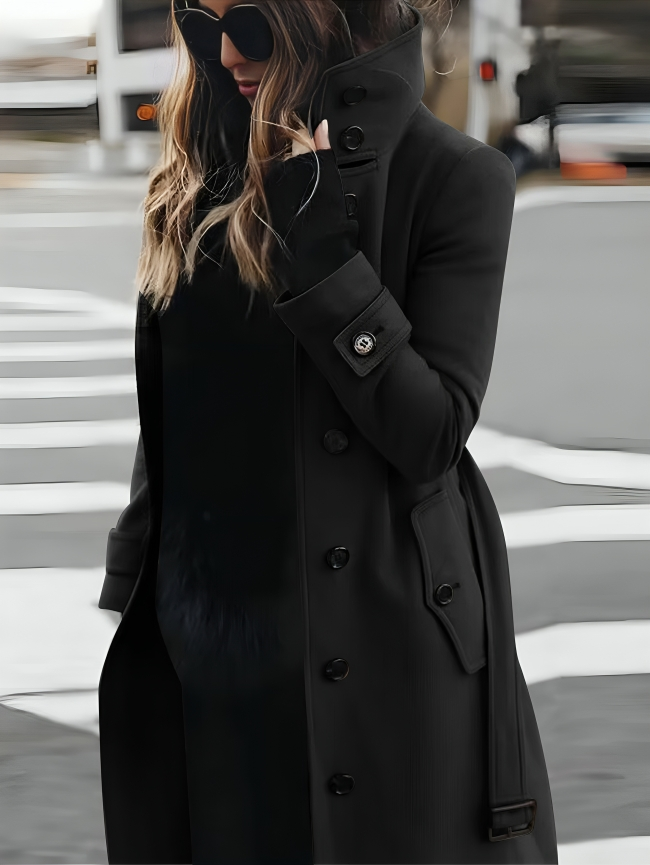 Women's Belted Long Winter Trench Coat