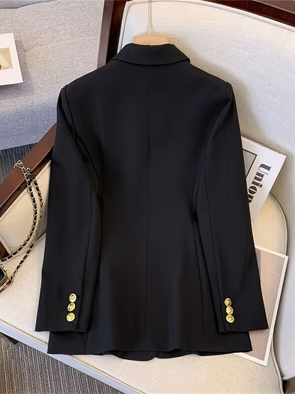 Women's Tailored Double-Breasted Suit Blazer Pockets