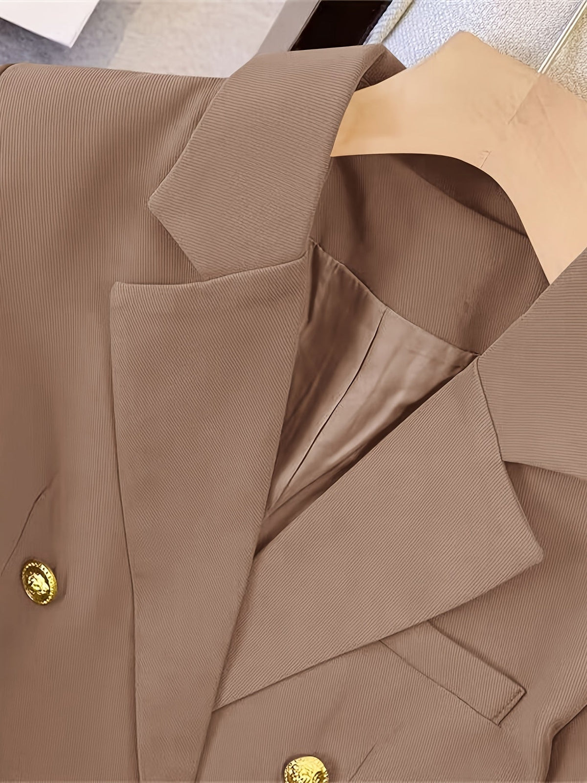 Women's Tailored Double-Breasted Suit Blazer Pockets