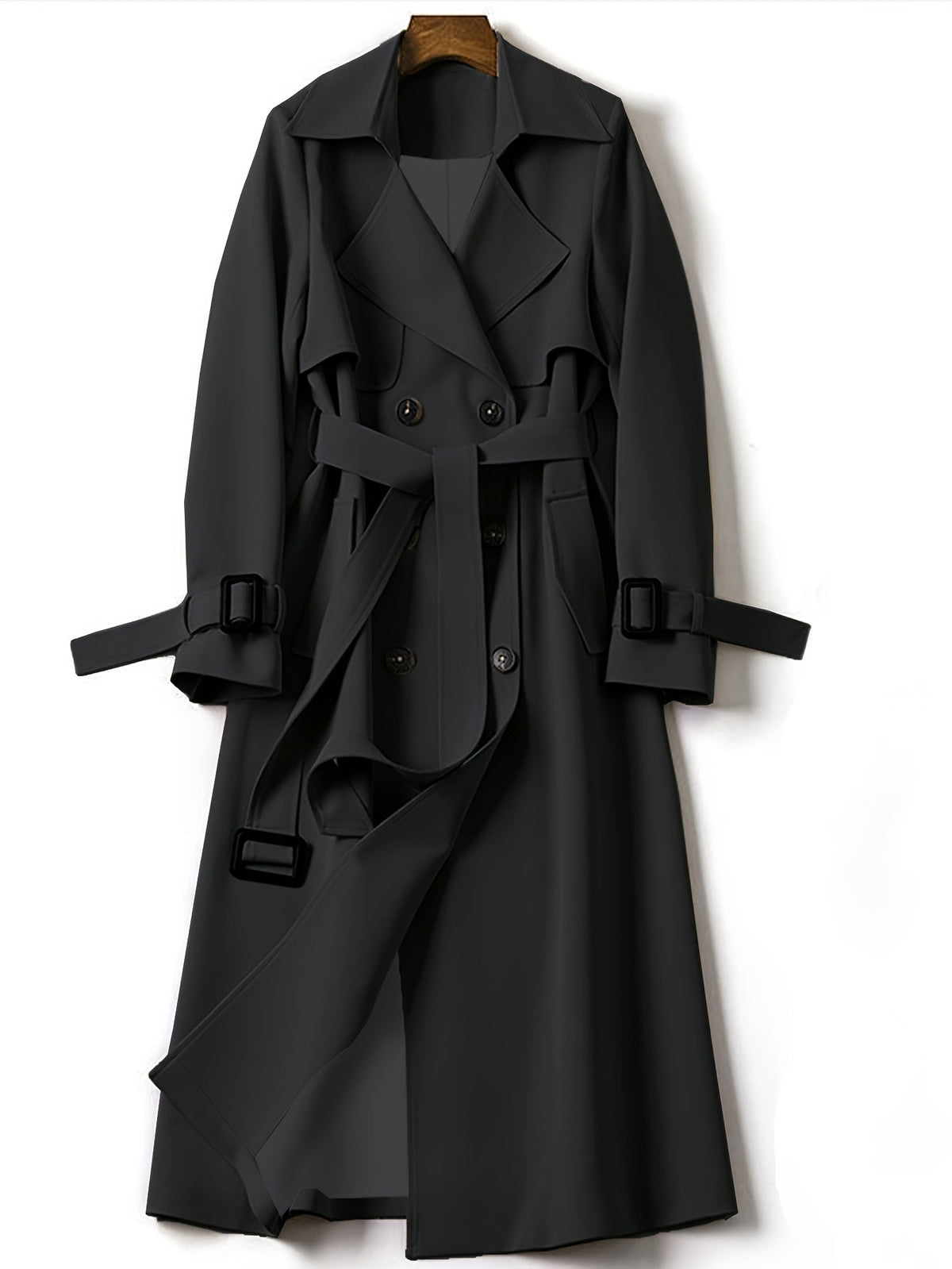 Women's Double-Breasted Belted Long Trench Coat