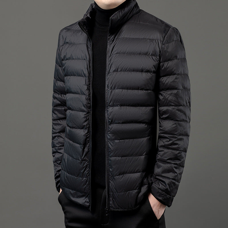 Men's Quilted Stand Collar Winter Puffer Jacket Lightweight Slim-Fit