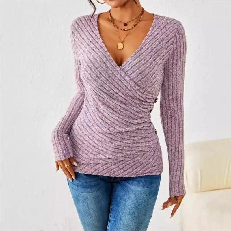 Women's V-Neck Long-Sleeve Top