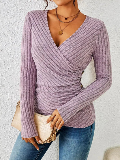 Women's V-Neck Long-Sleeve Top