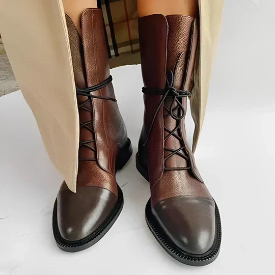 Women's Mid-Calf Lace-Up Boots Raised Sole Cushioned