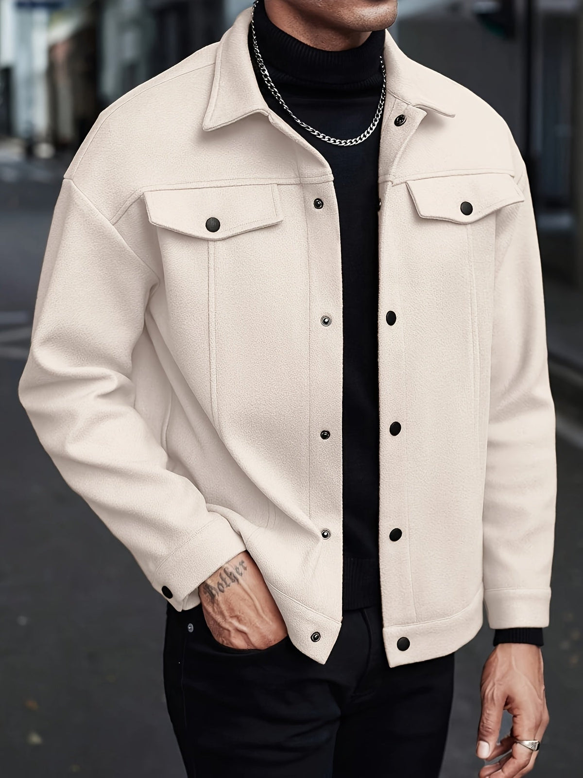 Men's Shirt Jacket Overshirt Pockets Relaxed-Fit