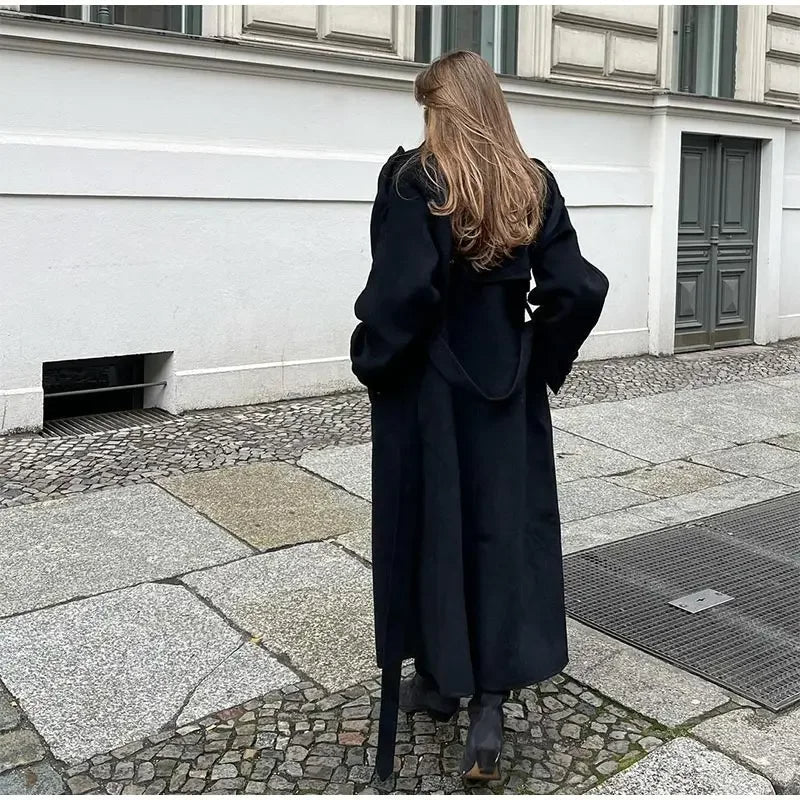 Women's Double-Breasted Long Trench Coat Workwear