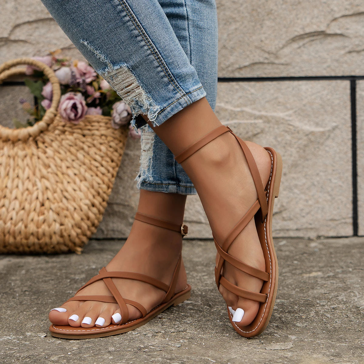 Women's Ankle Strap Flat Sandals
