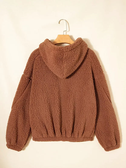 Women's Zip-Up Winter Teddy Jacket Pockets Oversized