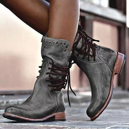 Women's Leather Lace-Up Boots Cushioned