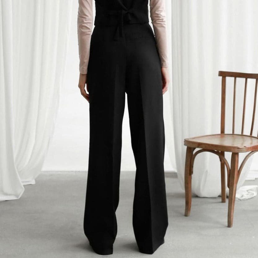 Women's Linen Pleated High-Waisted Wide-Leg Trousers