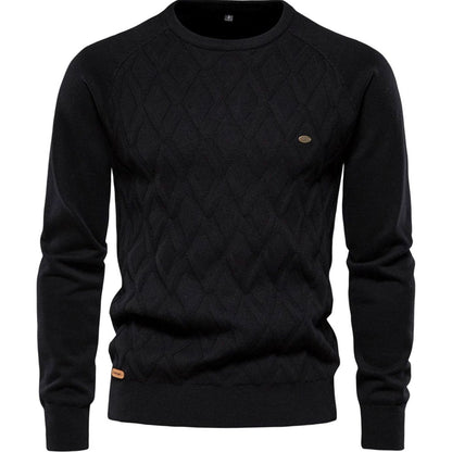 Men's Diamond-Knit Crew-Neck Knitted Jumper