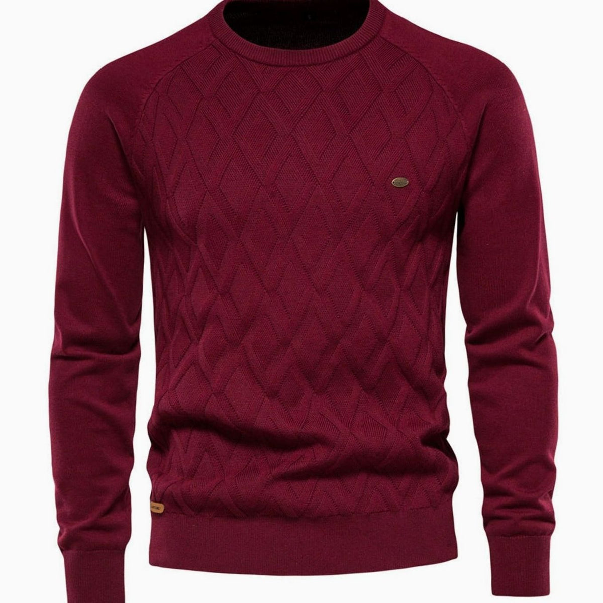 Men's Diamond-Knit Crew-Neck Knitted Jumper