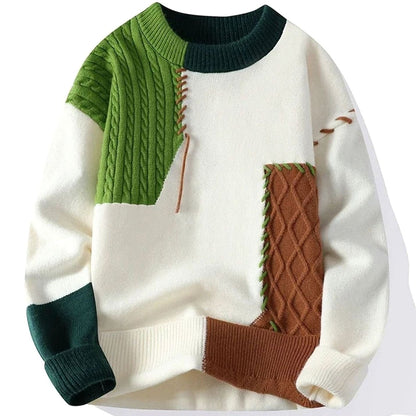 Men's Diamond-Knit Crew-Neck Knitted Jumper