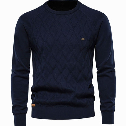 Men's Diamond-Knit Crew-Neck Knitted Jumper
