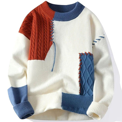 Men's Diamond-Knit Crew-Neck Knitted Jumper