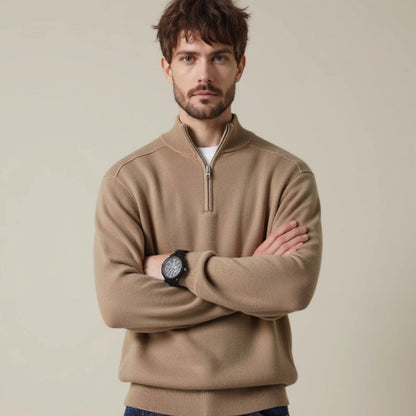 Men's Half-Zip Knitted Jumper Winter Pullover