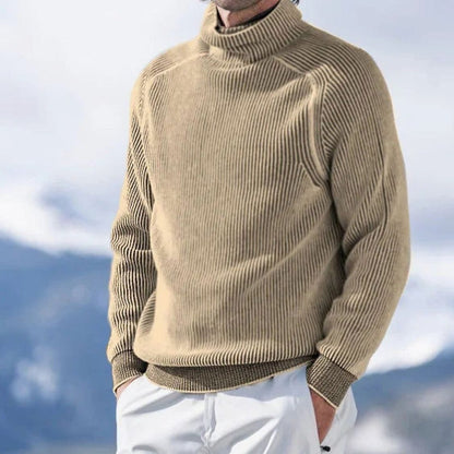 Men's Ribbed Roll-Neck Slim-Fit Knitted Jumper