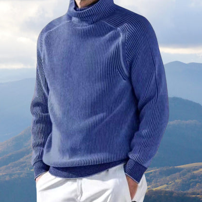 Men's Ribbed Roll-Neck Slim-Fit Knitted Jumper