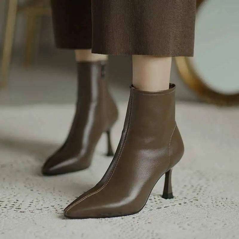 Women's Orthopaedic Leather Heeled Ankle Boots Cushioned Arch Support
