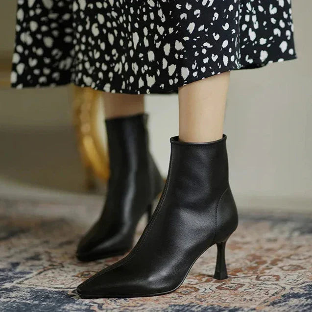Women's Orthopaedic Leather Heeled Ankle Boots Cushioned Arch Support
