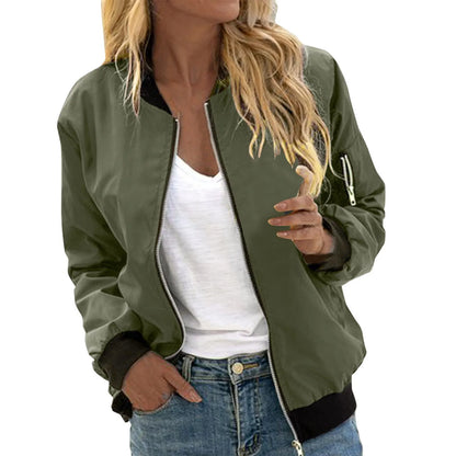 Women's Lightweight Ribbed-Trim Bomber Jacket Relaxed-Fit
