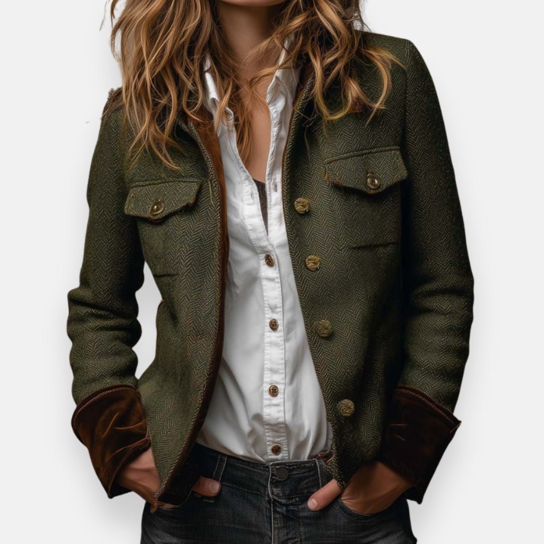 Women's Suede Jacket Breast Pockets Button-Front