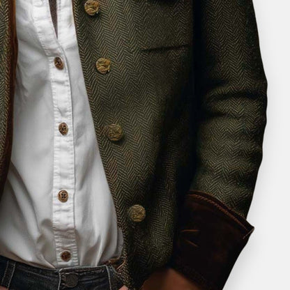 Women's Suede Jacket Breast Pockets Button-Front