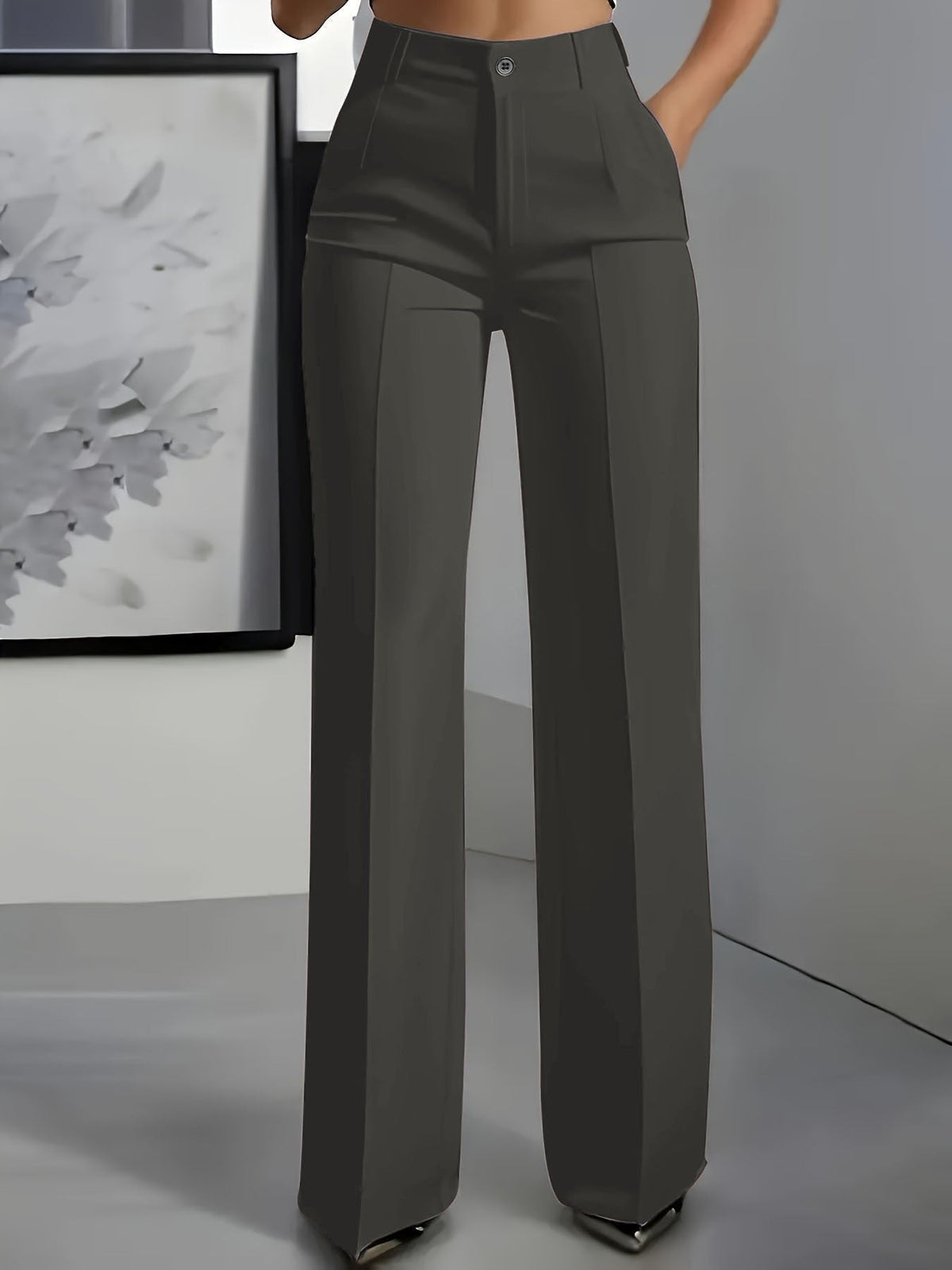 Women's High-Waisted Pleat-Front Wide-Leg Trousers