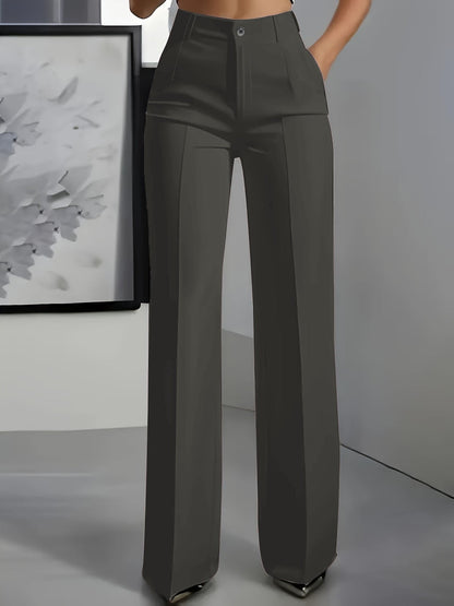 Women's High-Waisted Pleat-Front Wide-Leg Trousers
