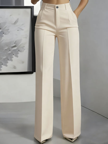 Women's High-Waisted Pleat-Front Wide-Leg Trousers