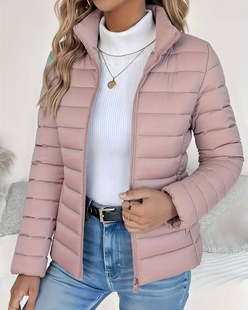 Women's Padded Winter Puffer Jacket Stand Collar Lightweight