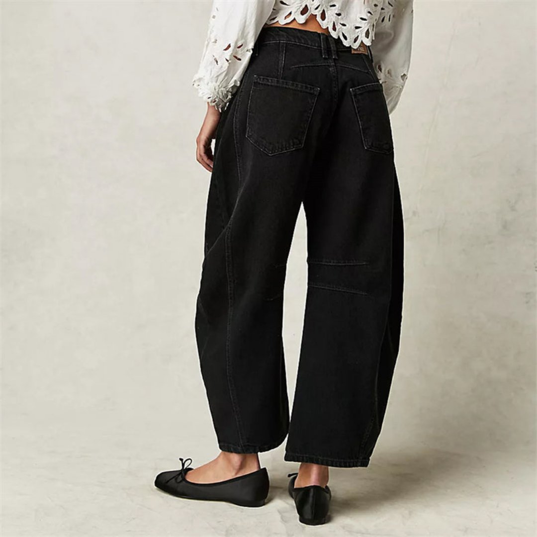 Women's Heavyweight Denim Cropped Barrel-Leg Jeans