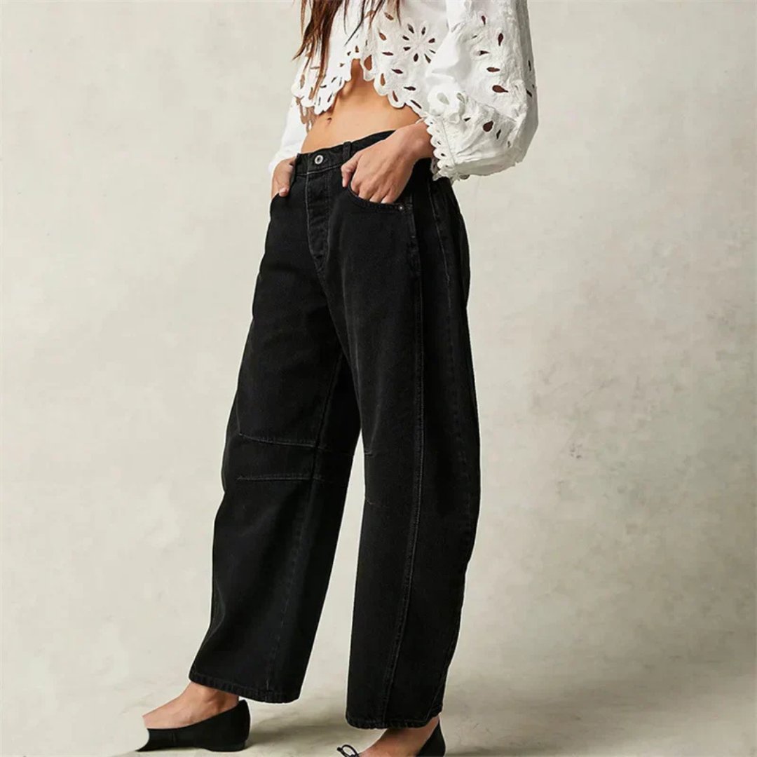 Women's Heavyweight Denim Cropped Barrel-Leg Jeans