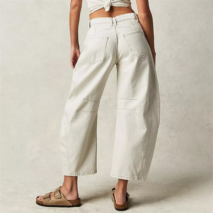 Women's Heavyweight Denim Cropped Barrel-Leg Jeans