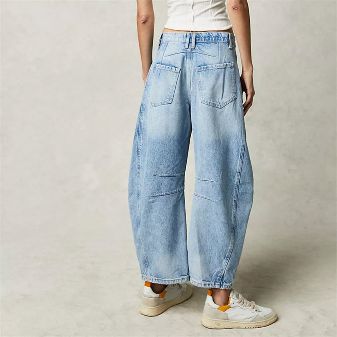 Women's Heavyweight Denim Cropped Barrel-Leg Jeans
