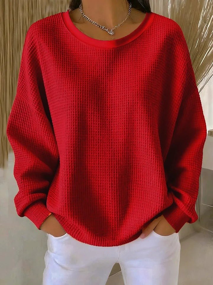 Women's Waffle Knit Jumper Relaxed-Fit