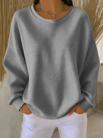 Women's Waffle Knit Jumper Relaxed-Fit