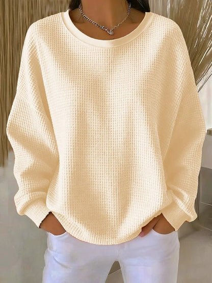 Women's Waffle Knit Jumper Relaxed-Fit