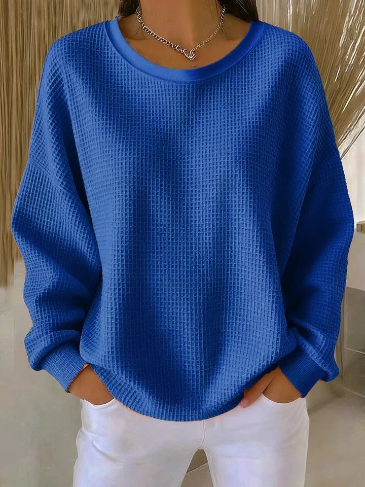 Women's Waffle Knit Jumper Relaxed-Fit