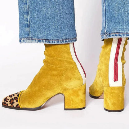Women's Suede Heeled Ankle Boots Cushioned