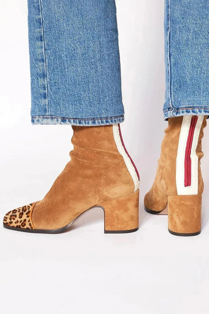 Women's Suede Heeled Ankle Boots Cushioned