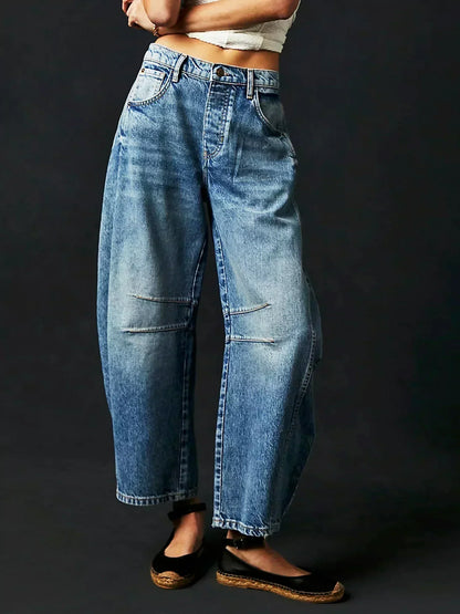 Women's Leopard Print Wide-Leg Jeans
