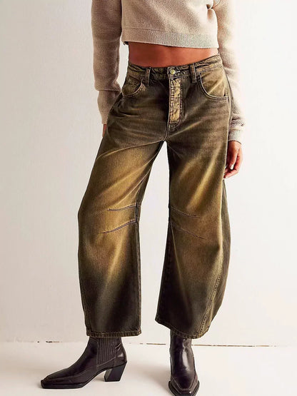 Women's Leopard Print Wide-Leg Jeans